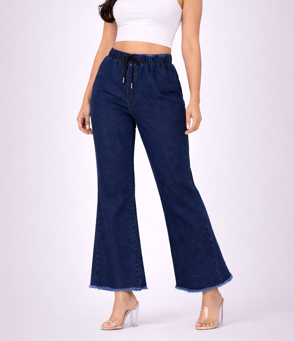 Selvo Women’s Wide Leg Denim Palazzo Blue