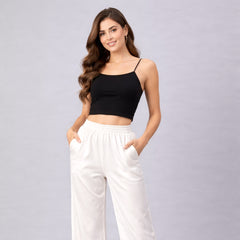 Selvo Women’s Wide Leg Lace Palazzo White