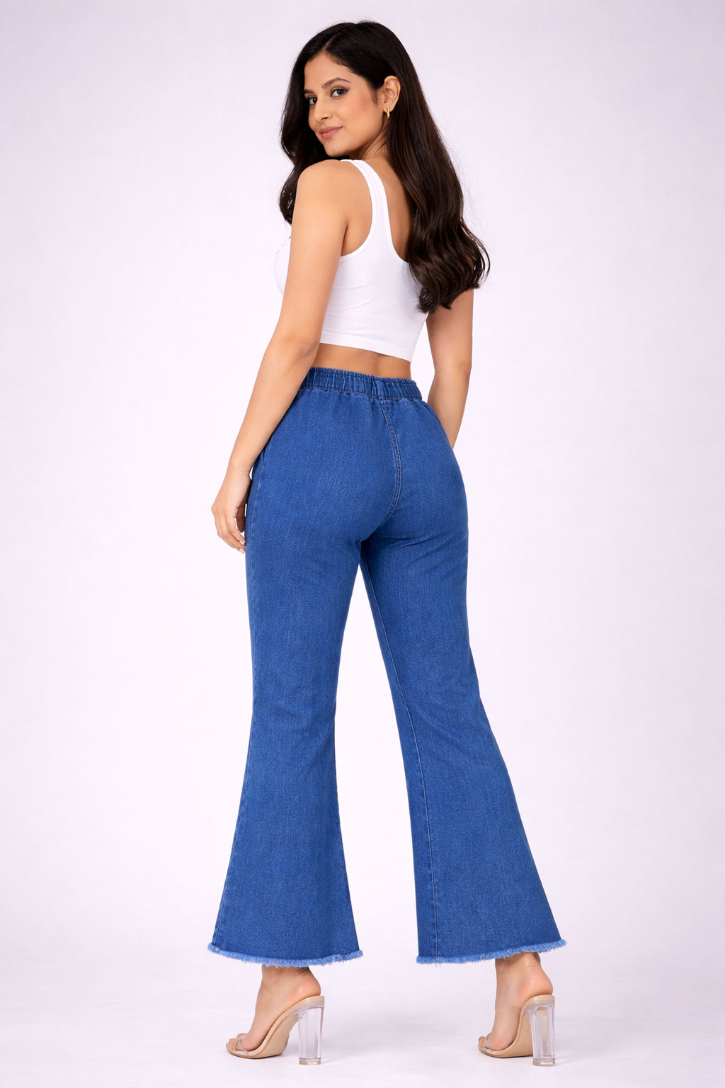 Selvo Women’s Wide Leg Denim Palazzo Blue