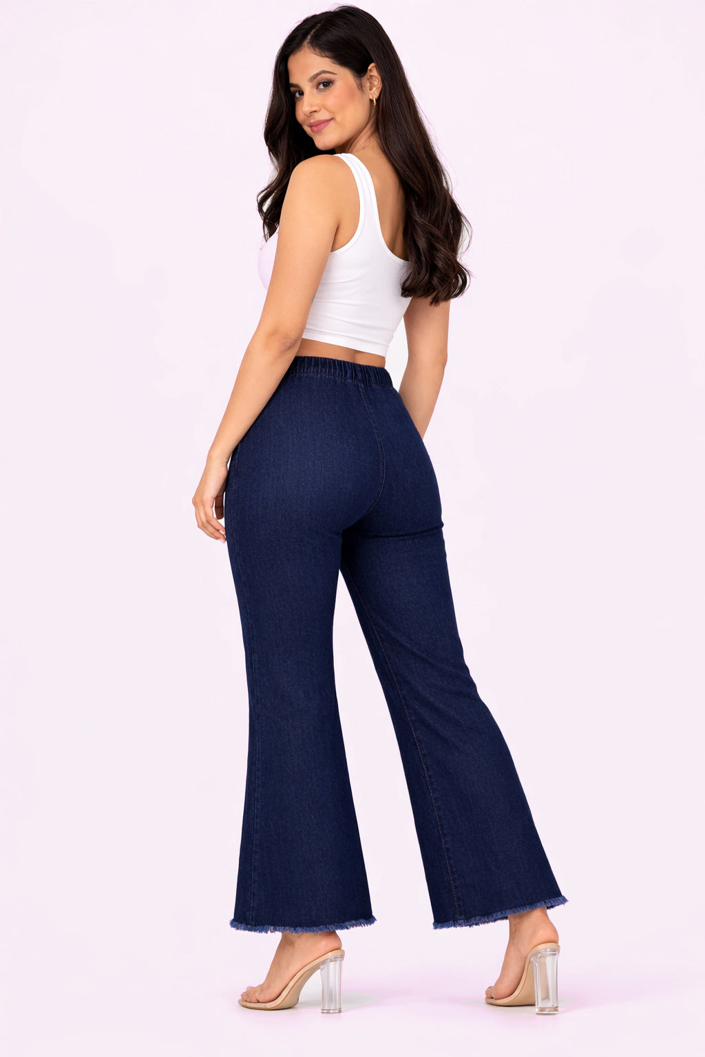 Selvo Women’s Wide Leg Denim Palazzo Blue