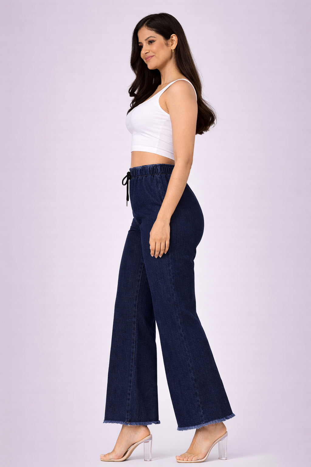 Selvo Women’s Wide Leg Denim Palazzo Blue