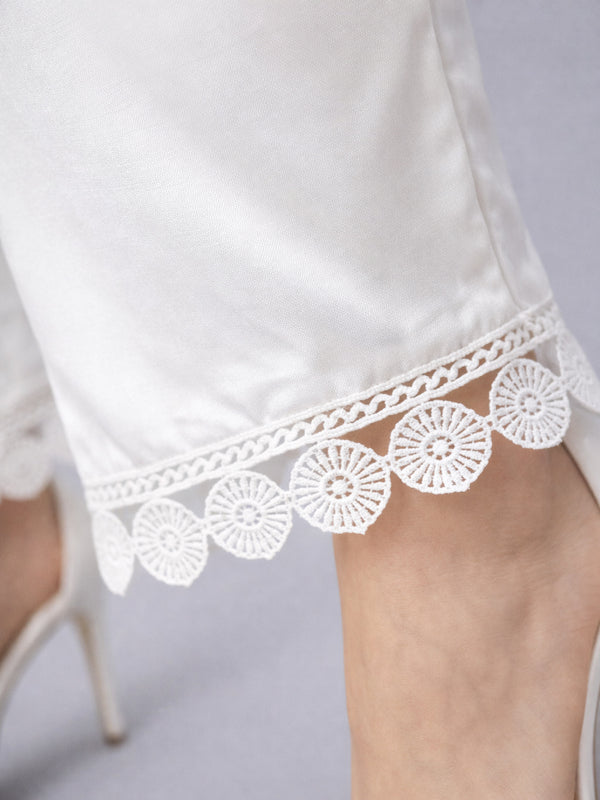 Selvo Women’s Wide Leg Lace Palazzo White