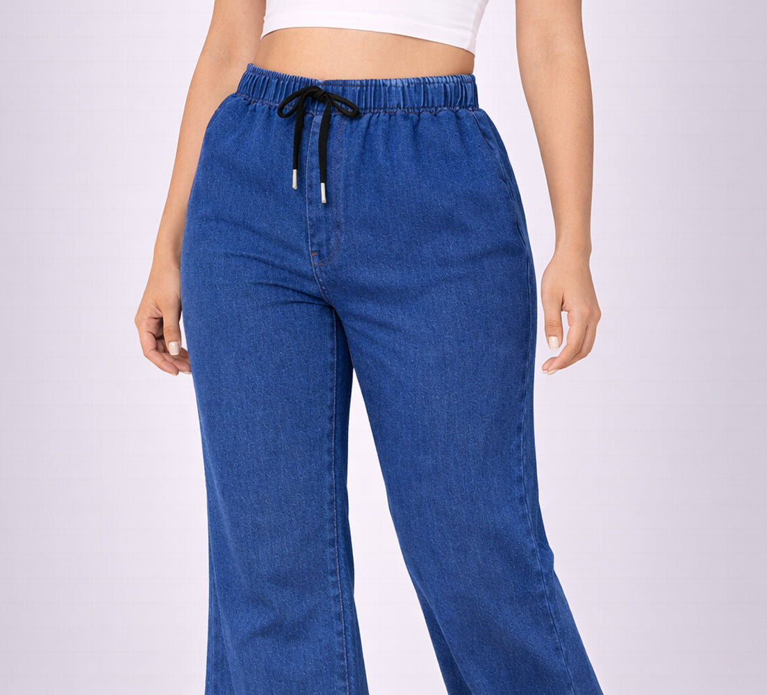 Selvo Women’s Wide Leg Denim Palazzo Blue