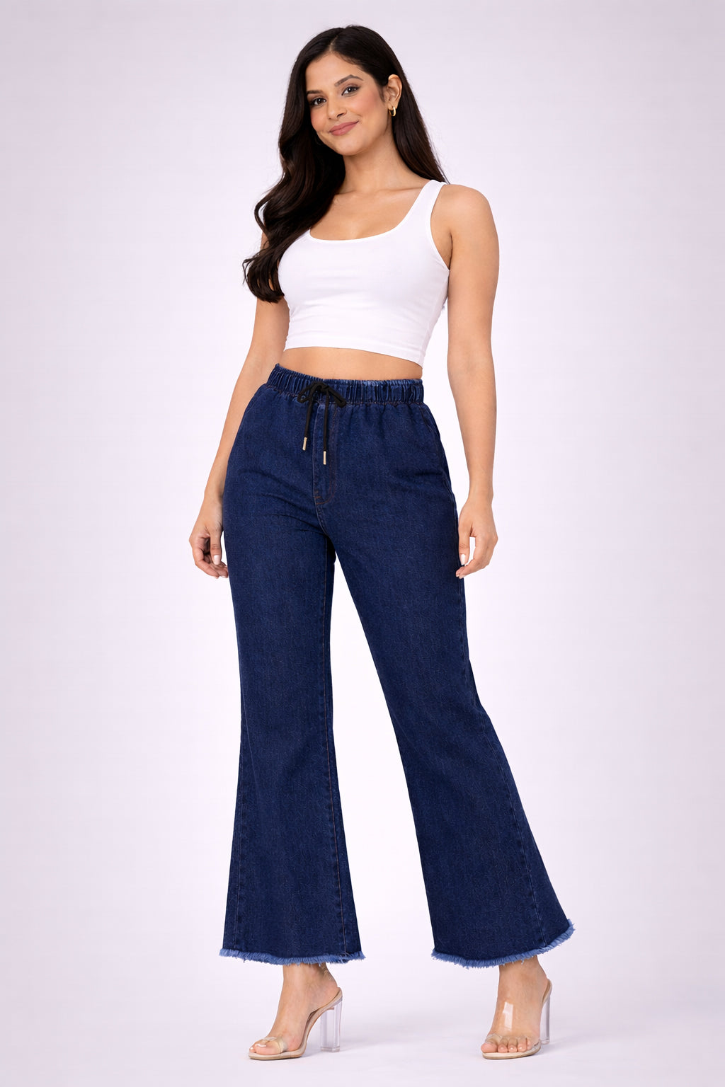 Selvo Women’s Wide Leg Denim Palazzo Blue
