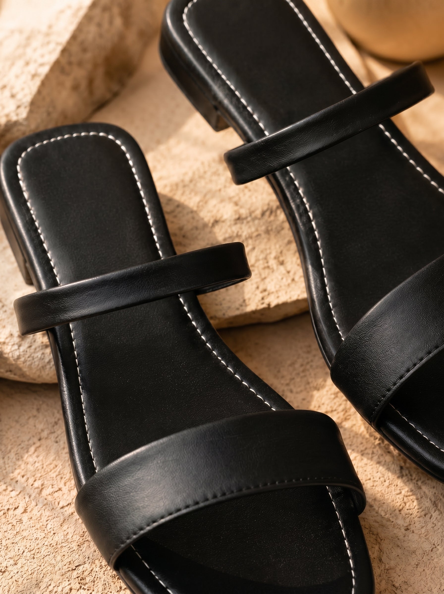 Elegant Black Open-Toe Flat