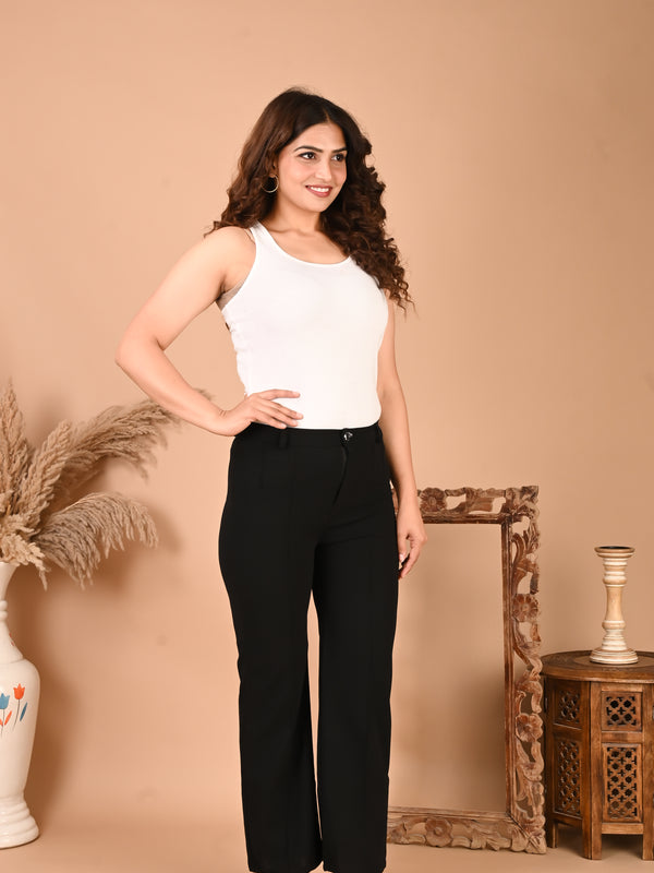 Selvo Women's High-Waist Black Trousers