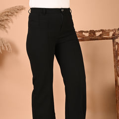 Selvo Women's High-Waist Black Trousers
