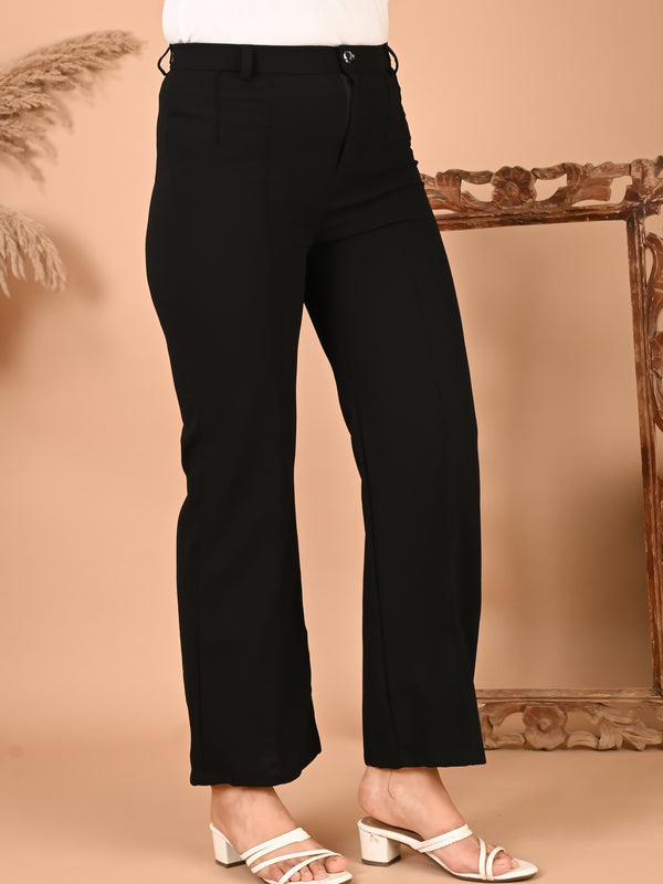 Selvo Women's High-Waist Black Trousers