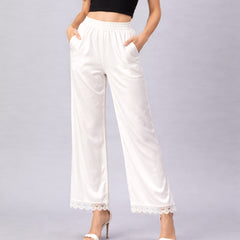 Selvo Women’s Wide Leg Lace Palazzo White